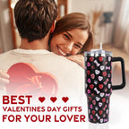 Valentines Day Gifts 40 oz Tumbler with Handle and Straw Lid,Valentine''s Day Gift for Her Women Girlfriend Wife Dog Bones an