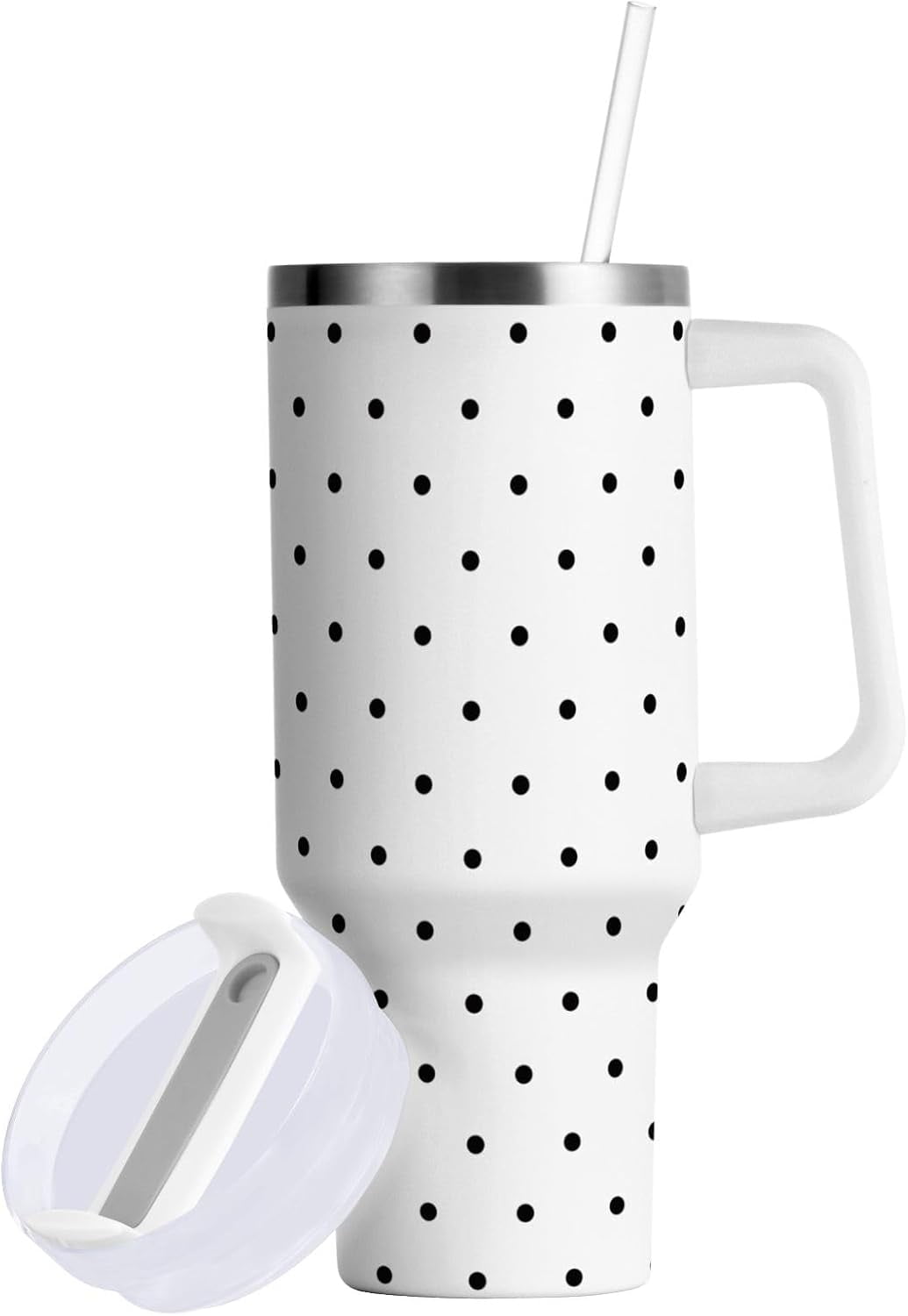 40 oz Tumbler with Handle Lid and Straw Insulated Water Tumbler Stainless Steel Water Cup Mug Bottle Reusable Cup Holder Frie