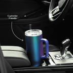 Corkcicle Cruiser Insulated Tumbler with Handle and Straw, Dragonfly, 40 oz – Reusable Water Bottle Keeps Beverages Cold for 