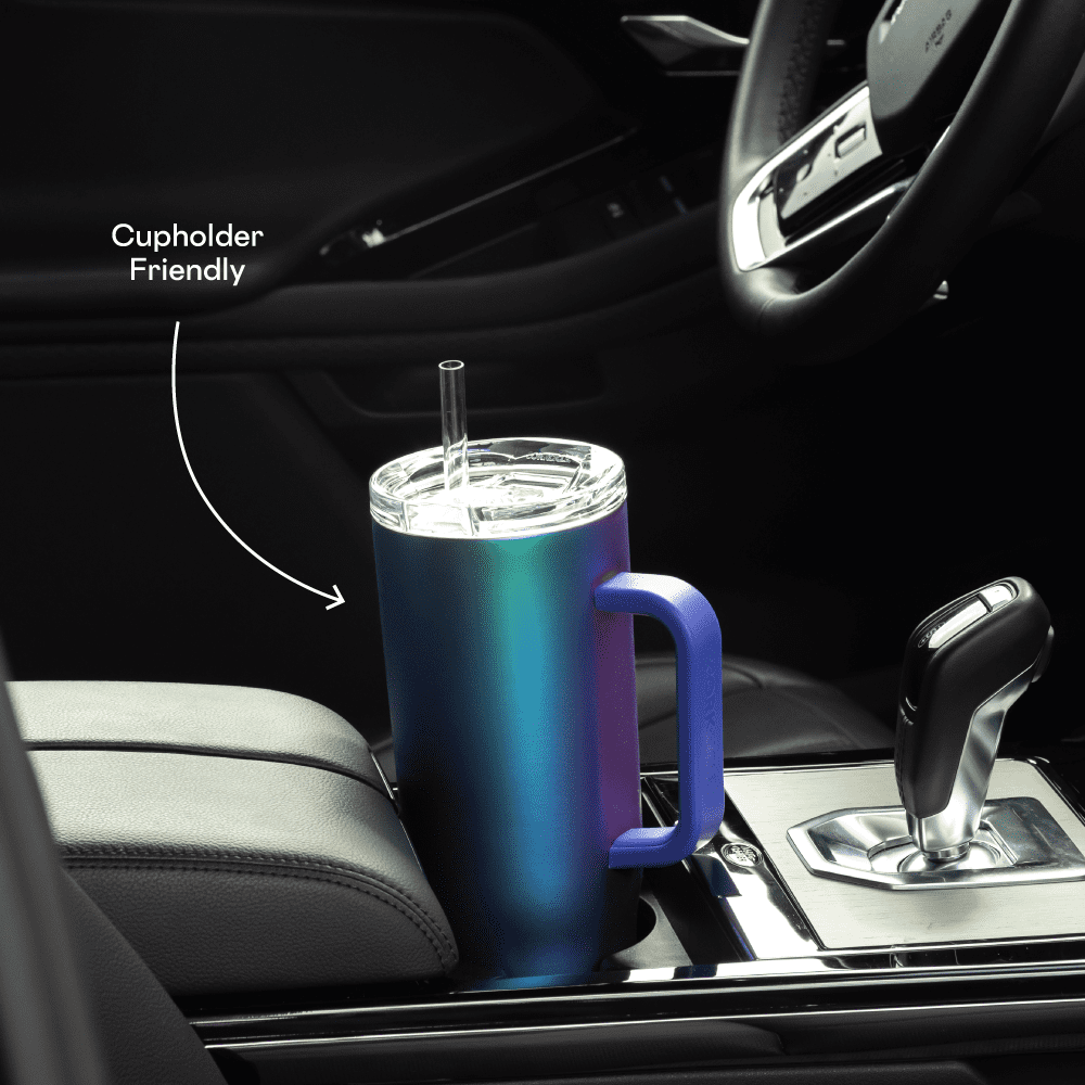 Corkcicle Cruiser Insulated Tumbler with Handle and Straw, Dragonfly, 40 oz – Reusable Water Bottle Keeps Beverages Cold for 