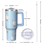 1pc Goose 40oz Tumbler with Straw & Handle - Insulated Stainless Steel Cup | Holiday Gift for Man Women (Christmas, Valentine