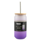 Purple Frosted Glass Sublimation Tumbler by Make Market â€“ 18oz Drinkware with Bamboo Lid & Metal Straw - Designed for Custo