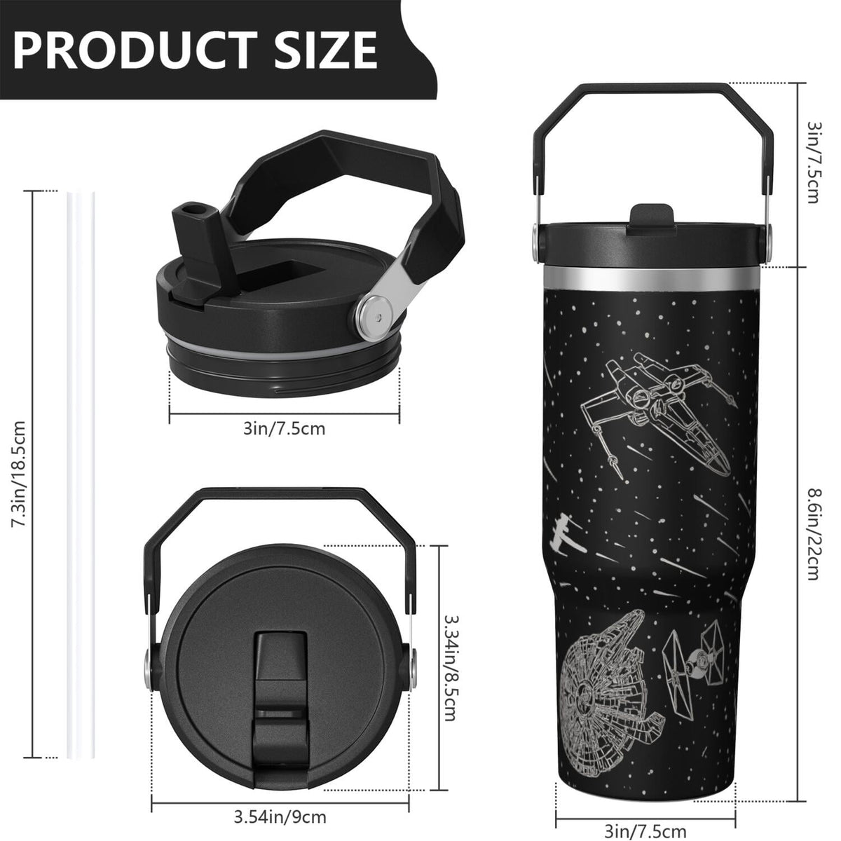 1pc Movie 30oz Tumbler with Straw & Handle - Insulated Stainless Steel Cup | Holiday Gift for Man Women (Christmas, Valentine