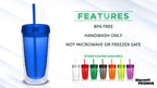 Double Wall Acrylic Tumblers 16 oz. Set of 10, Bulk Pack - BPA Free, Perfect for Iced Coffee, Soda, Other Hot & Cold Beverage