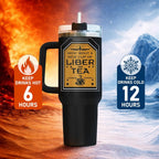 Liber Tea Tumbler 40oz with Handle and Straw, Patriotic Tea Vacuum Insulated Travel Gaming Cup, Gamer Gifts for Father''s Day