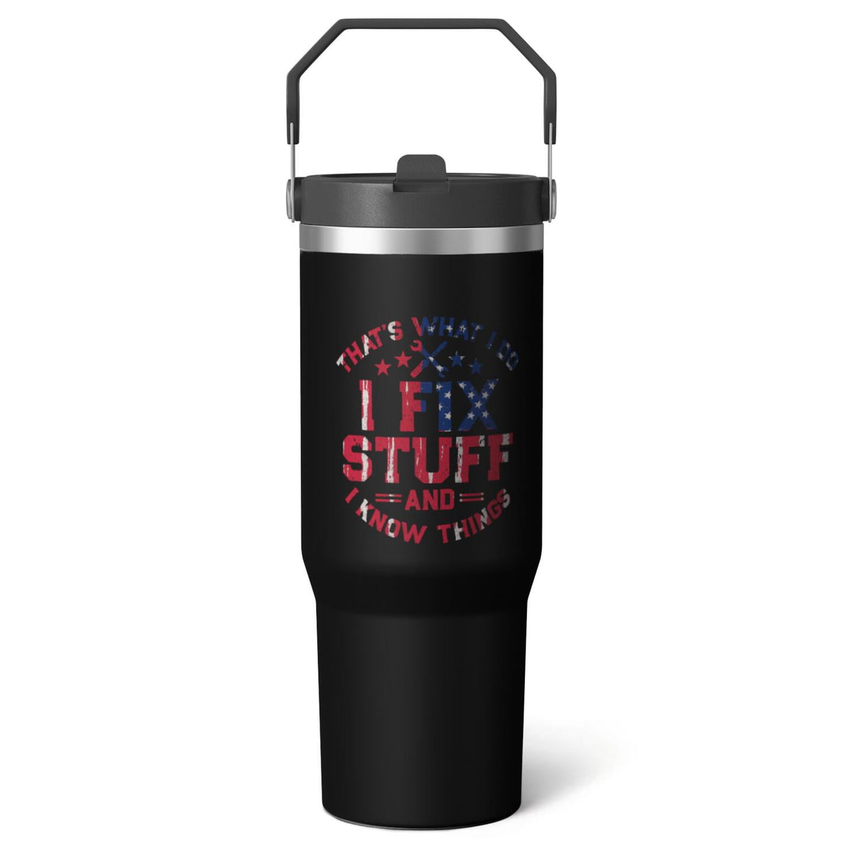 1pc Bow 30oz Tumbler with Straw & Handle - Insulated Stainless