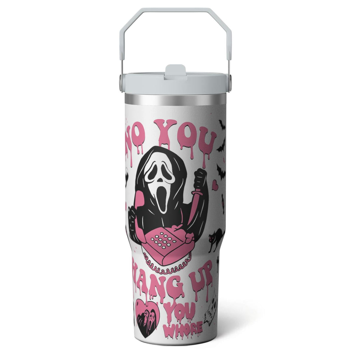 1pc Halloween Bat 30oz Tumbler with Straw & Handle - Insulated