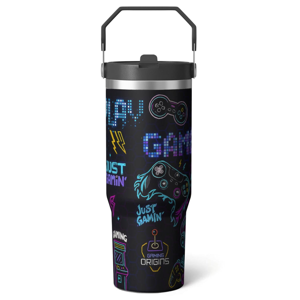 1pc Halloween Skull 30oz Tumbler with Straw & Handle - Insulated