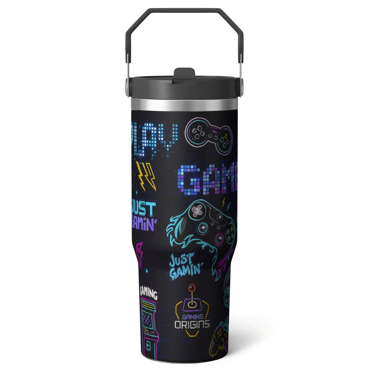 1pc Halloween Skull 30oz Tumbler with Straw & Handle - Insulated