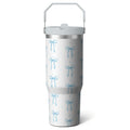 1pc Blue bow 30oz Tumbler with Straw & Handle - Insulated Stainless Steel Cup | Holiday Gift for Man Women (Christmas, Valent