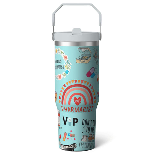 1pc pharmacist 30oz Tumbler with Straw & Handle - Insulated Stainless Steel Cup | Holiday Gift for Man Women (Christmas, Vale