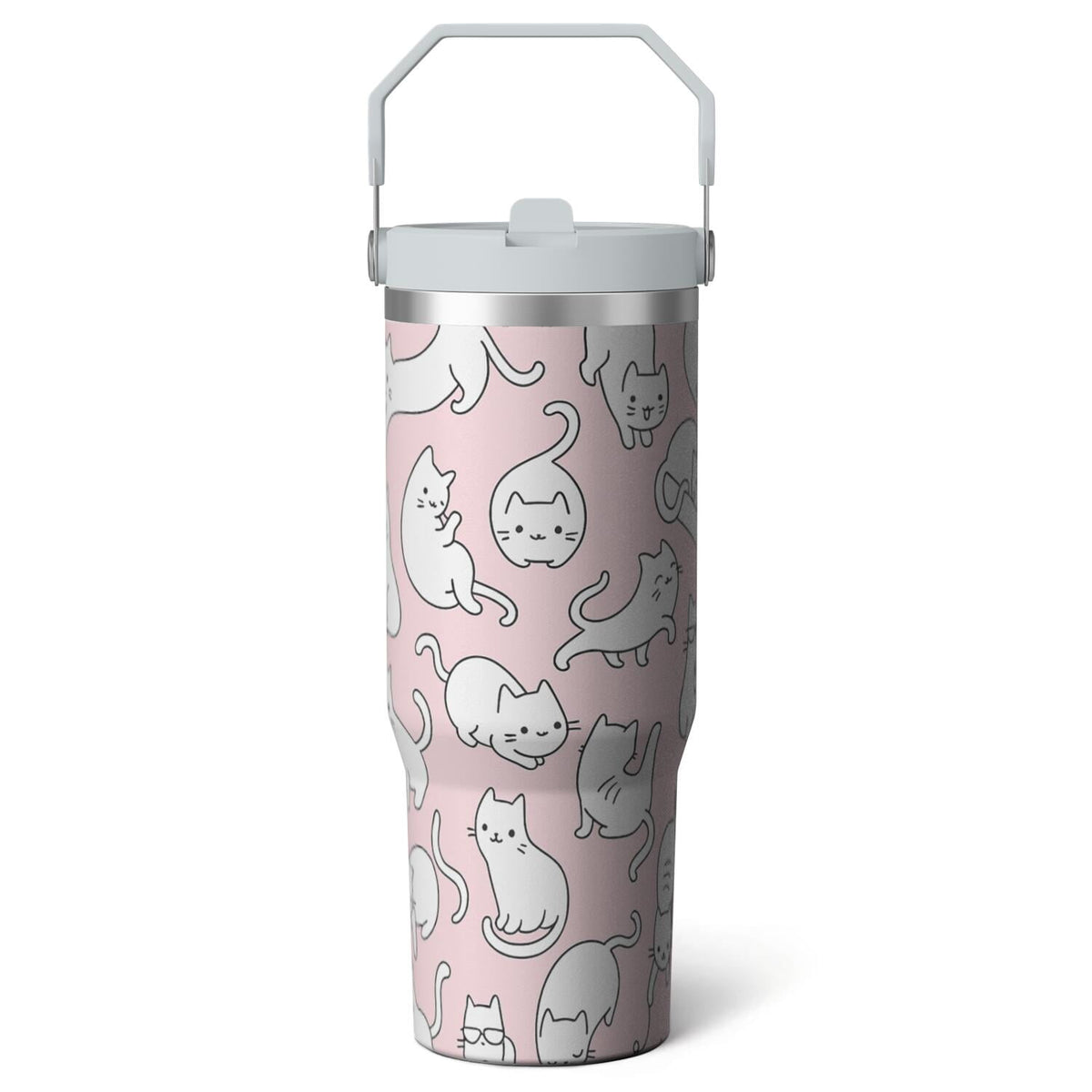 1pc Halloween Bat 30oz Tumbler with Straw & Handle - Insulated
