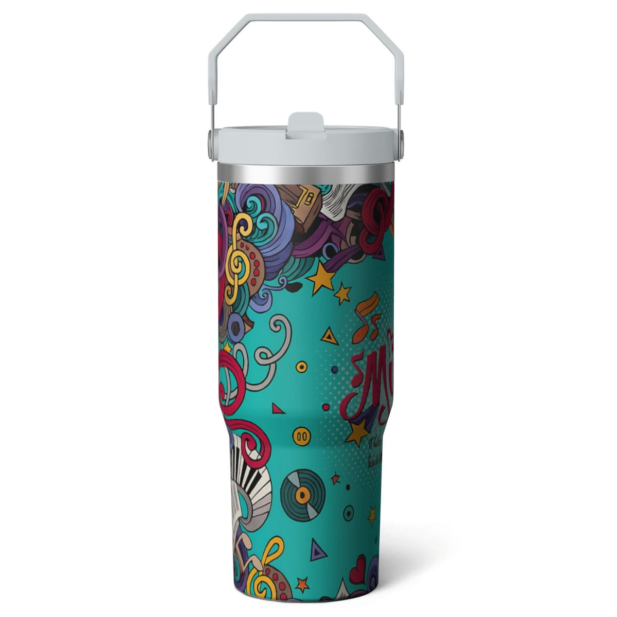 1pc Hummingbird 30oz Tumbler with Straw & Handle - Insulated Stainless