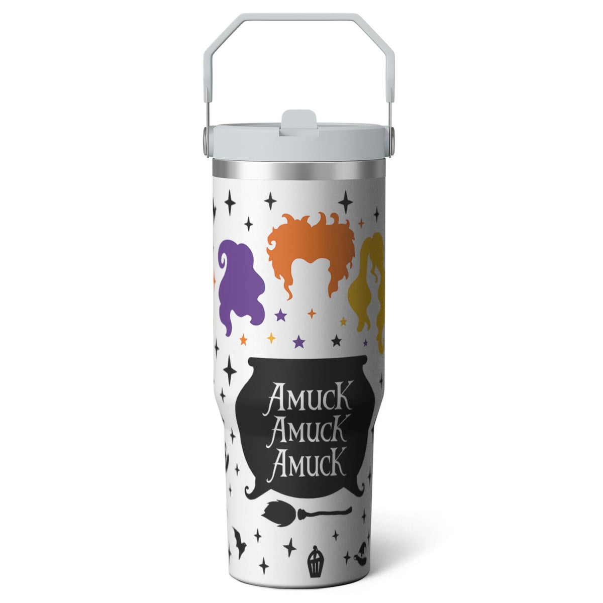 1pc Halloween Bat 30oz Tumbler with Straw & Handle - Insulated