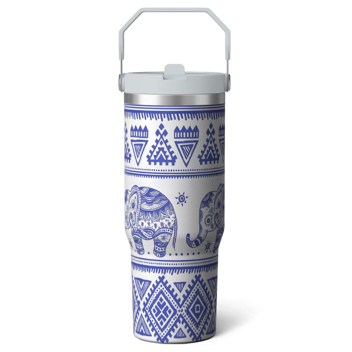 1pc Hummingbird 30oz Tumbler with Straw & Handle - Insulated Stainless