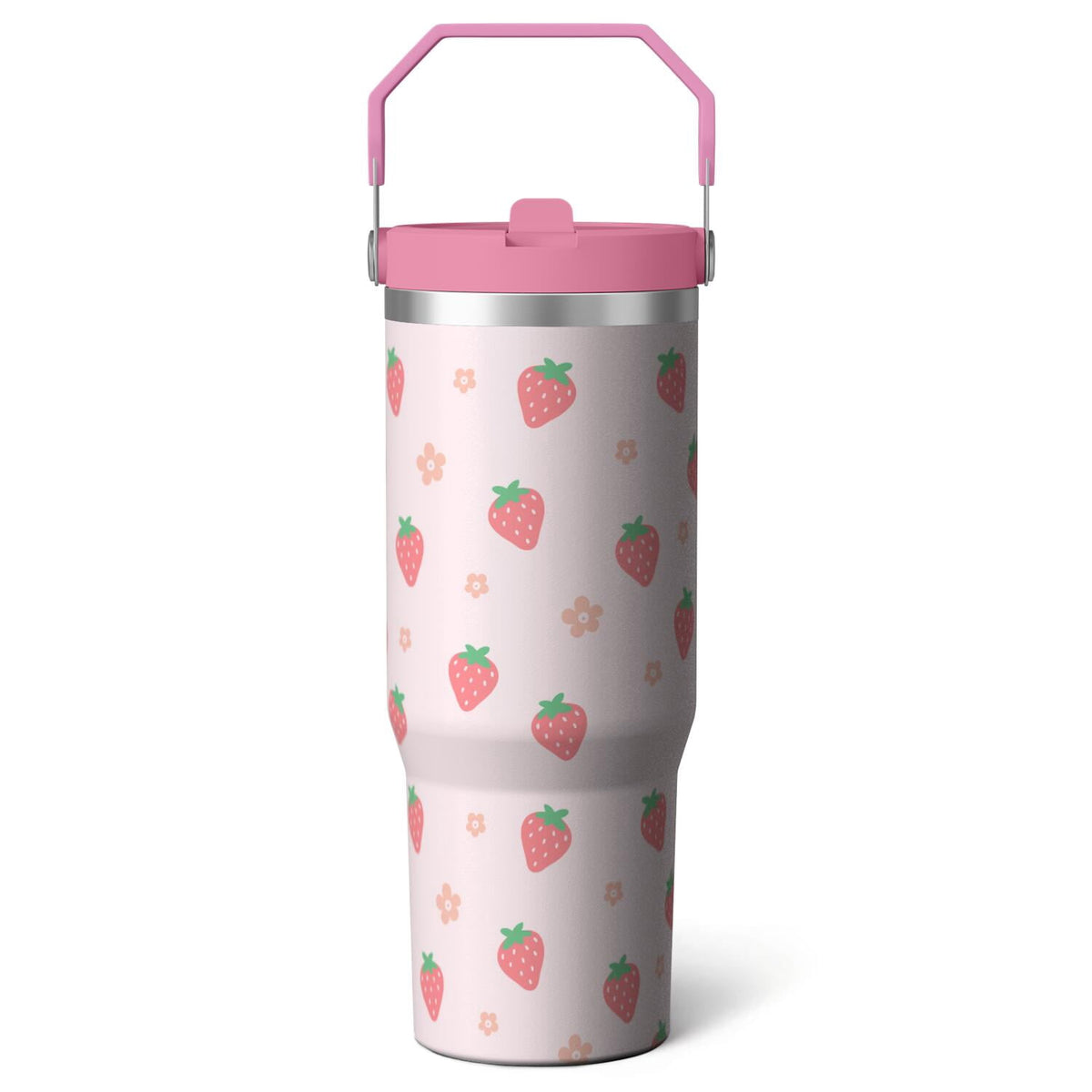 1pc Black and white grid 30oz Tumbler with Straw & Handle