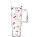 1pc cherry 40oz Tumbler with Straw & Handle - Insulated Stainless