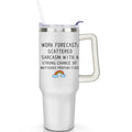 1pc daisy 40oz Tumbler with Straw & Handle - Insulated Stainless
