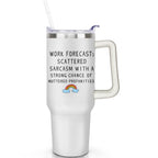 1pc daisy 40oz Tumbler with Straw & Handle - Insulated Stainless