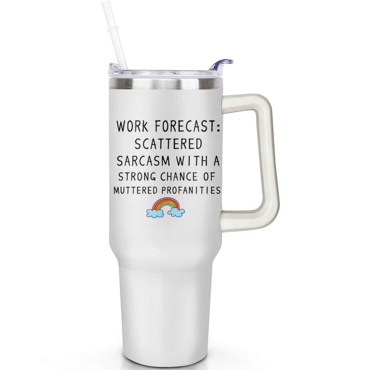 1pc daisy 40oz Tumbler with Straw & Handle - Insulated Stainless