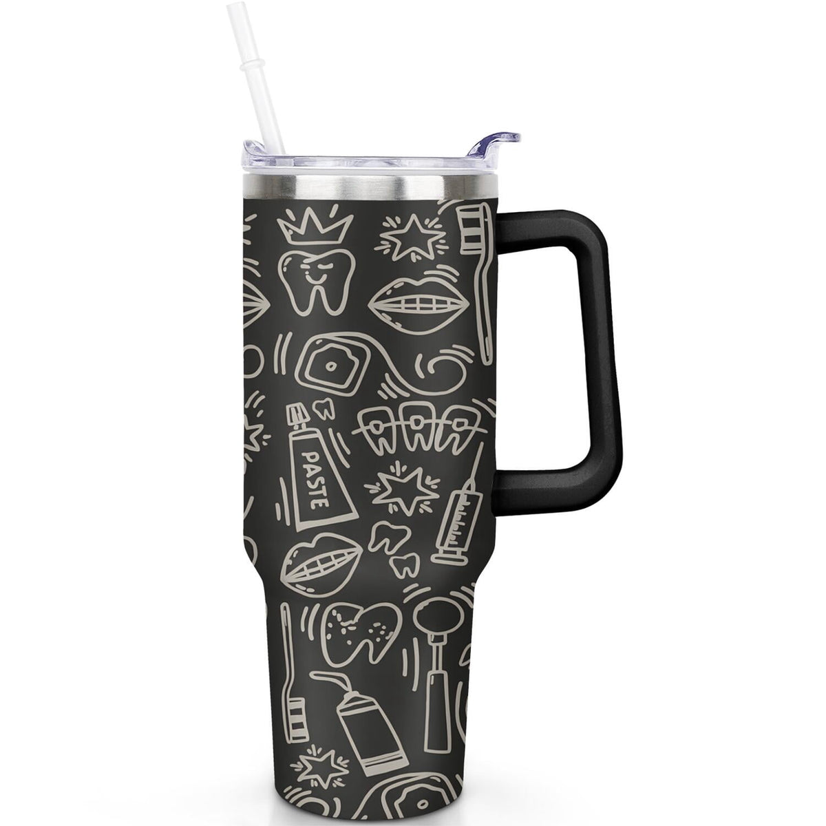 1pc Goose 40oz Tumbler with Straw & Handle - Insulated Stainless