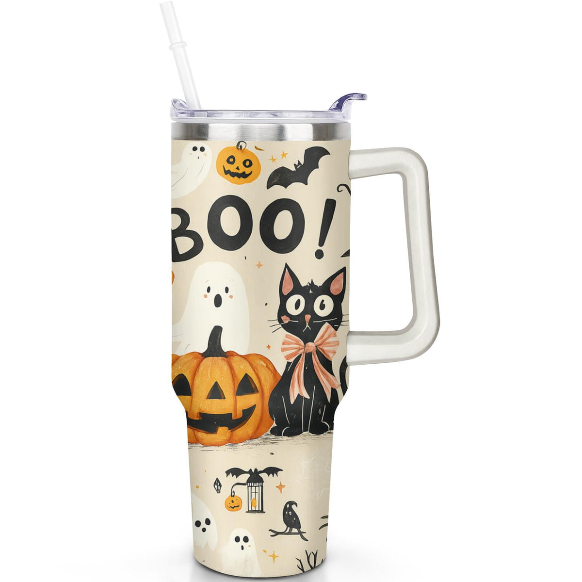 1pc Sunflower 40oz Tumbler with Straw & Handle - Insulated Stainless