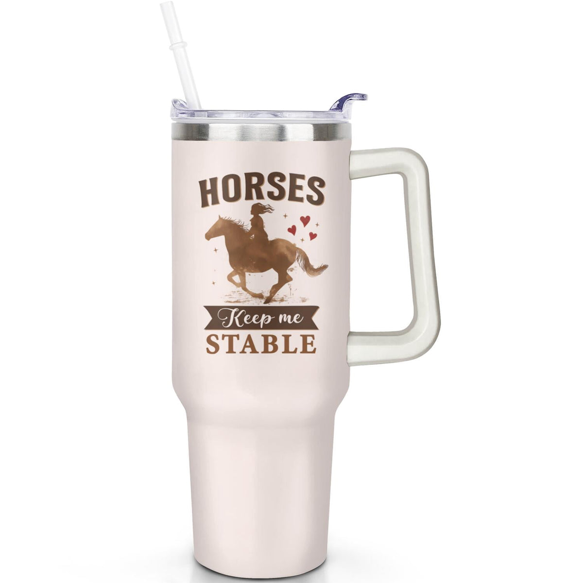 1pc daisy 40oz Tumbler with Straw & Handle - Insulated Stainless
