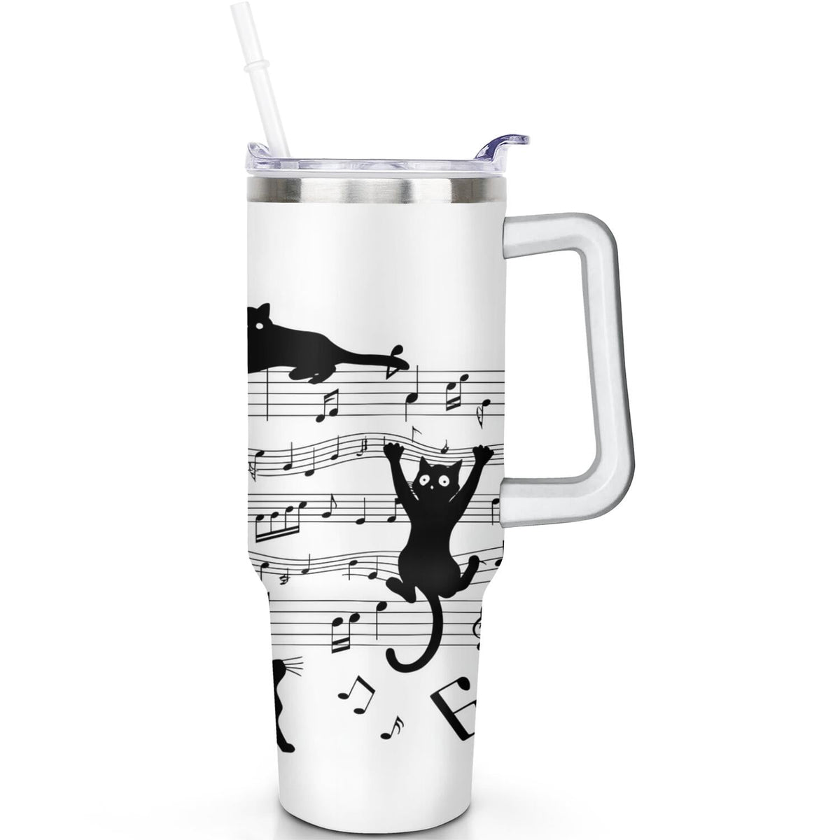 1pc Sunflower 40oz Tumbler with Straw & Handle - Insulated Stainless