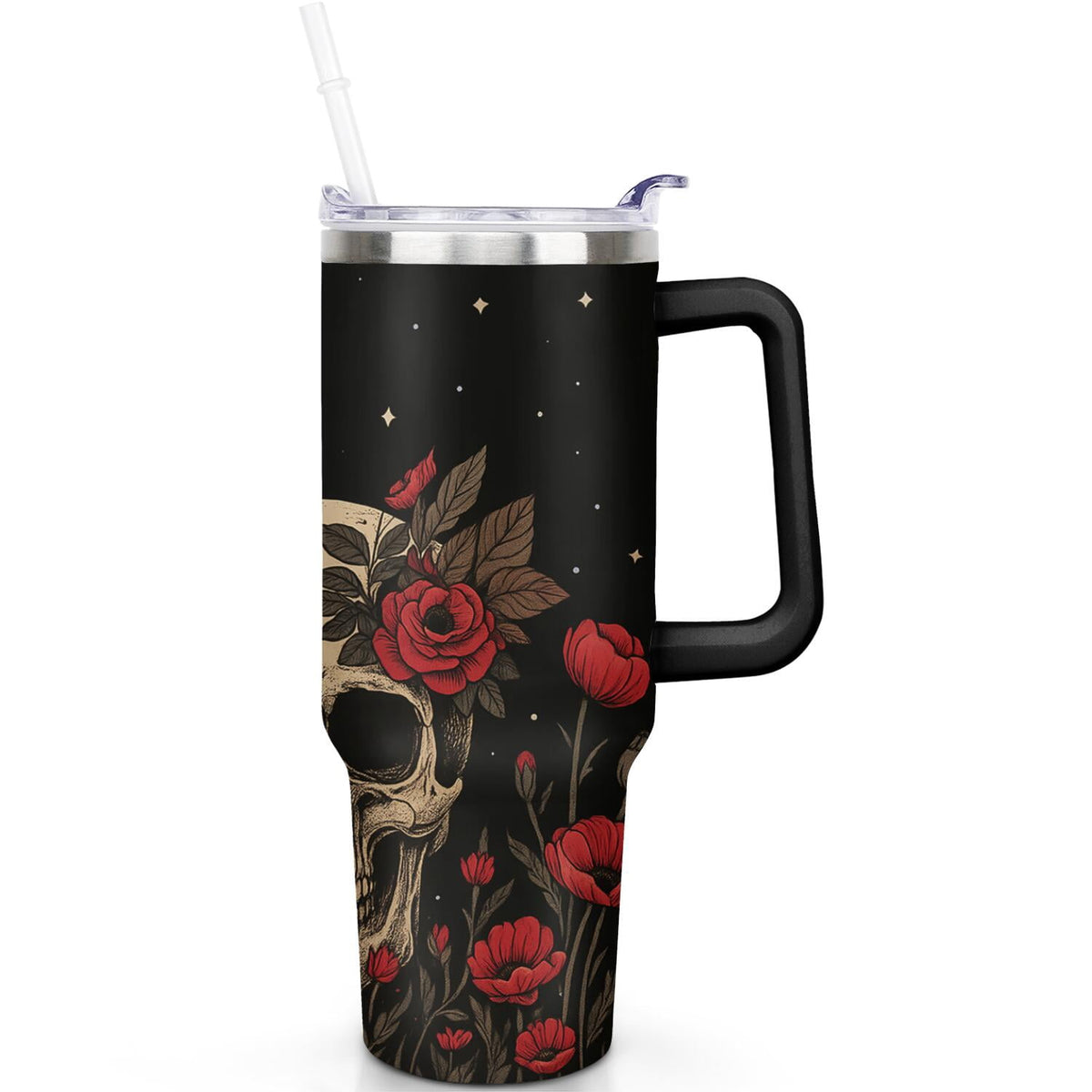 1pc Sunflower 40oz Tumbler with Straw & Handle - Insulated Stainless
