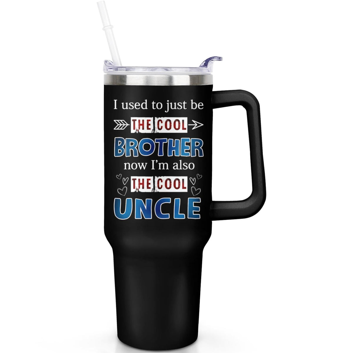 1pc cherry 40oz Tumbler with Straw & Handle - Insulated Stainless