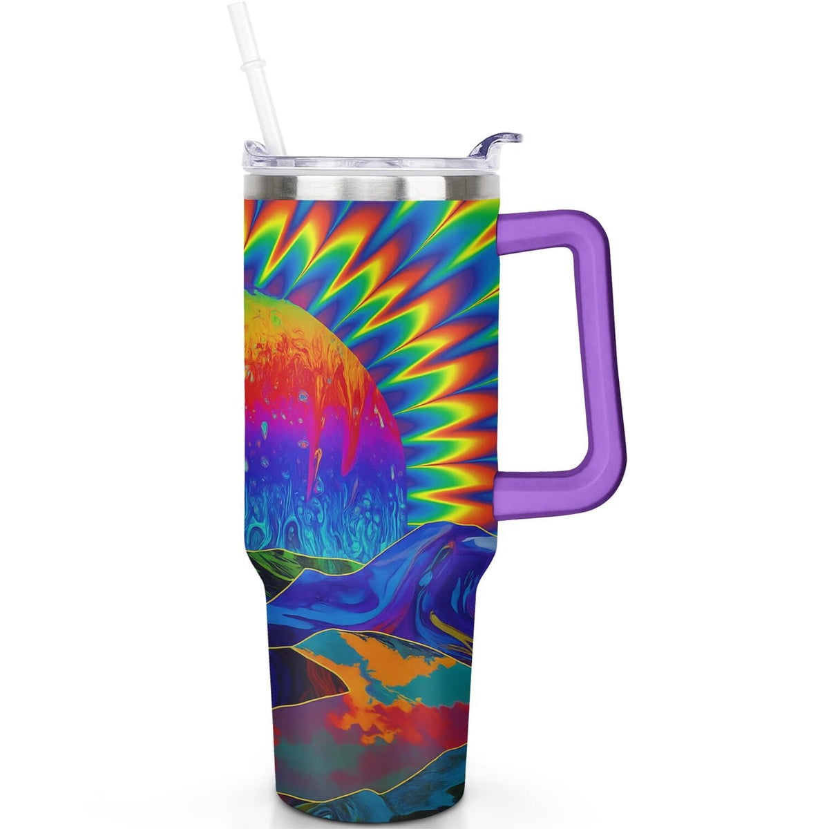 1pc Paw prints 40oz Tumbler with Straw & Handle - Insulated
