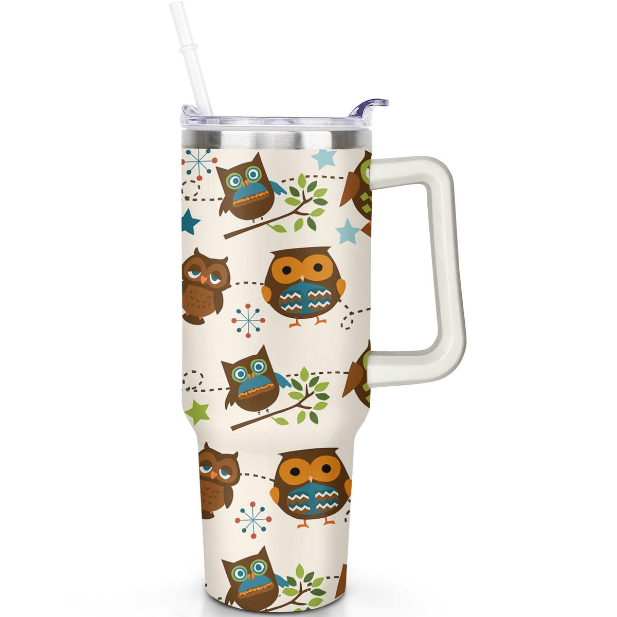 1pc Paw prints 40oz Tumbler with Straw & Handle - Insulated
