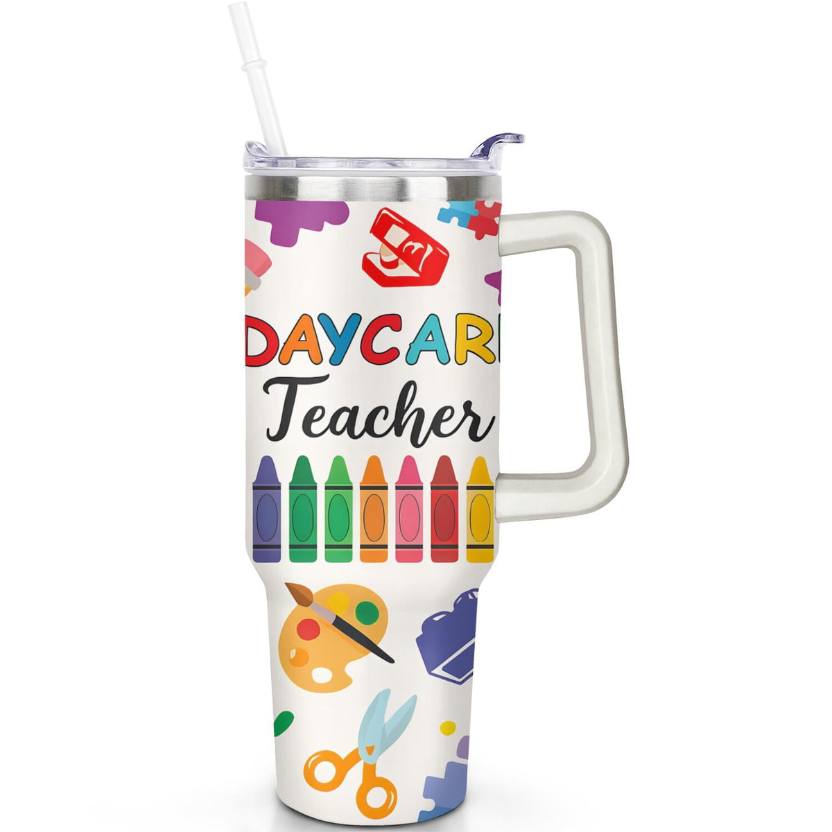 1pc cherry 40oz Tumbler with Straw & Handle - Insulated Stainless