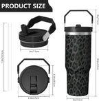 30oz Insulated Leopard Tumbler with Handle,Featuring a Leak-proof 2-in-1 Lid and Straw,a Vacuum-insulated Travel Coffee Mug,P
