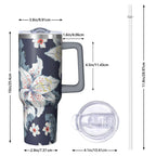 40 oz Hawaii Tropical Plants Tumbler with Handle, Flip Straw Lid, Vacuum Insulated Leak Proof Stainless Steel Cup, Travel Gif