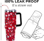 Valentines Day Gifts 40 oz Tumbler with Handle and Straw Lid,Cute Valentine''s Day Gift for Her Women Girlfriend Wife Red Lov