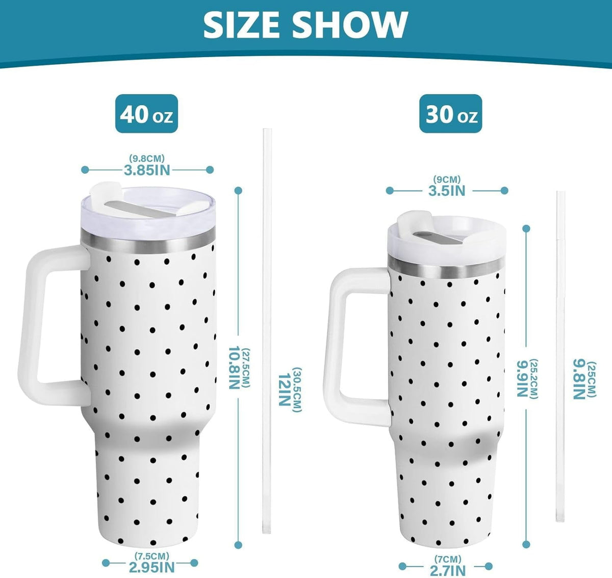 40 oz Tumbler with Handle Lid and Straw Insulated Water Tumbler Stainless Steel Water Cup Mug Bottle Reusable Cup Holder Frie
