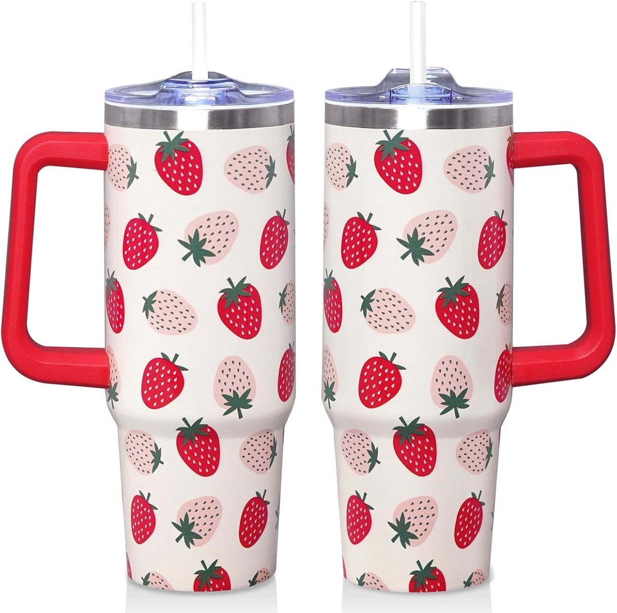 30 Oz Blue Bow Tumbler with Handle and Straw, Insulated Stainless