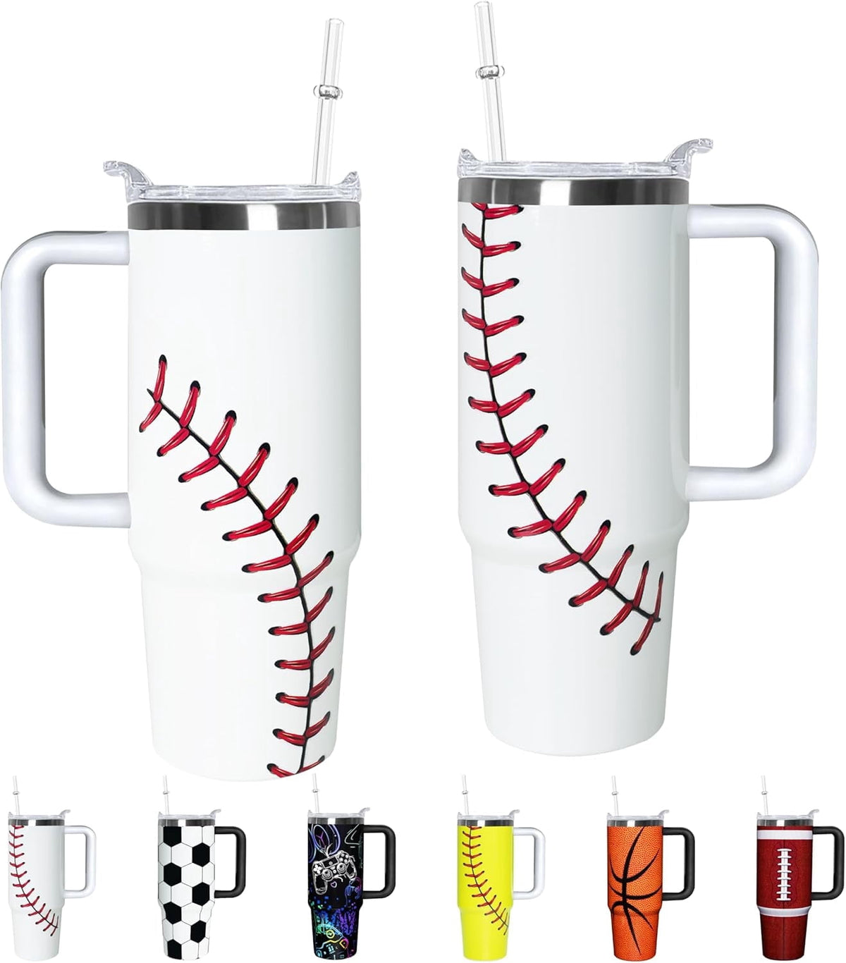 Football Lover Gift 30 oz Flip Straw Tumbler with Top Handle