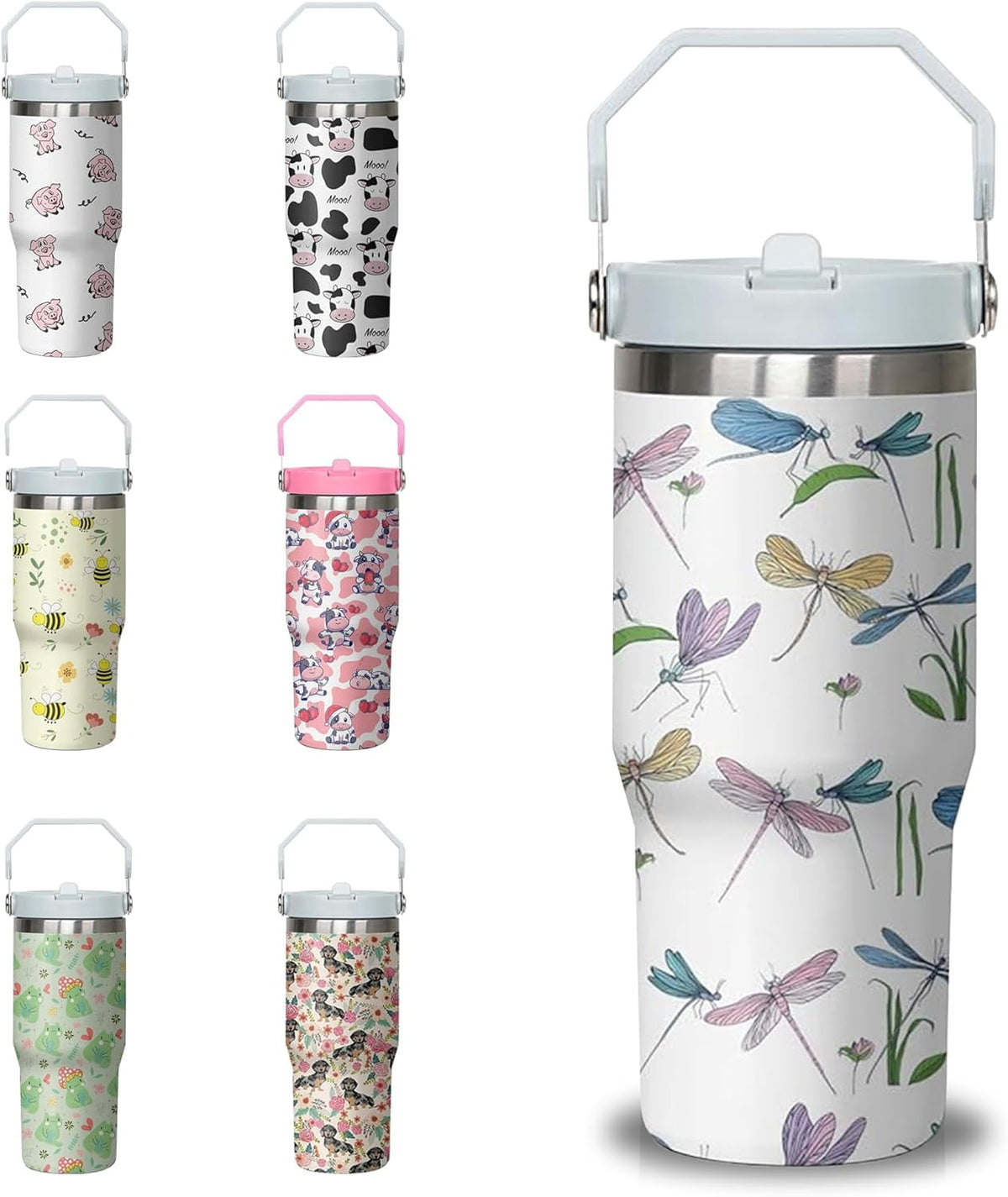30 oz Chicken Tumbler with Handle and Flip Straw, Stainless Steel