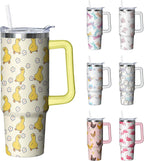 30 oz Duck Tumbler with Handle and Straw, Insulated Stainless Steel Cup with Lid, Travel Coffee Mug Water Bottle, Gifts for W