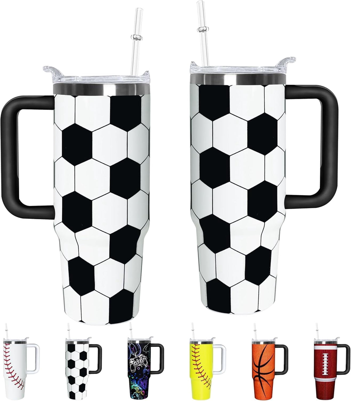 Football Lover Gift 30 oz Flip Straw Tumbler with Top Handle