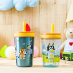 Zak Designs 12oz and 15oz 2-Pack Straw Tumbler Stainless Steel and Plastic with Additional Straw Leakproof and Perfect for Ki