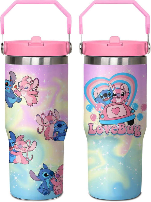 30oz Cartoon Tumbler for Cartoon Lovers,Cartoon Movie Stainless Steel Tumbler with Handle and Flip Straw Travel Mug Tumbler C