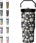 30oz Tie Dye Print Tumbler with Handle Flip Straw Tie Dye