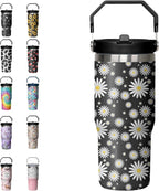 30oz Tie Dye Print Tumbler with Handle Flip Straw Tie Dye