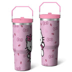 30oz Hello Kawaii Cat Cute Stainless Steel Tumbler with Lid and Straw,Spill Proof Travel Cup Double Wall Vacuum Insulated Cof