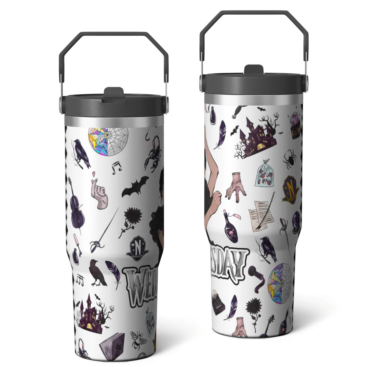 30oz Wednesday Girl Stainless Steel Tumbler with Lid and Straw,Wednesday Stuff