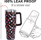 Valentines Day Gifts 40 oz Tumbler with Handle and Straw Lid,Valentine''s Day Gift for Her Women Girlfriend Wife Dog Bones an