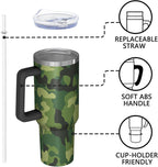 40oz Camo American Flag Tumbler, Patriotic Military Gifts For Veterans, Policemen And Policewomen Gifts From Family Friends,S